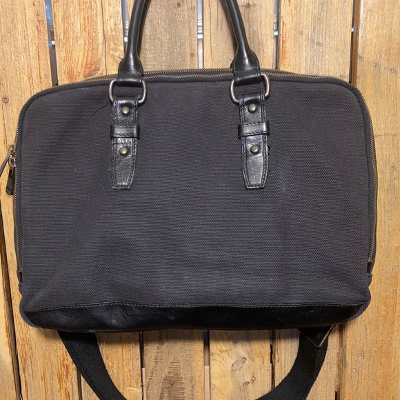 Fossil Black Canvas Laptop Nag with Leather Trim - Picture 8 of 11